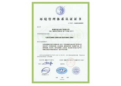 環(huán)境管理體系認證證書